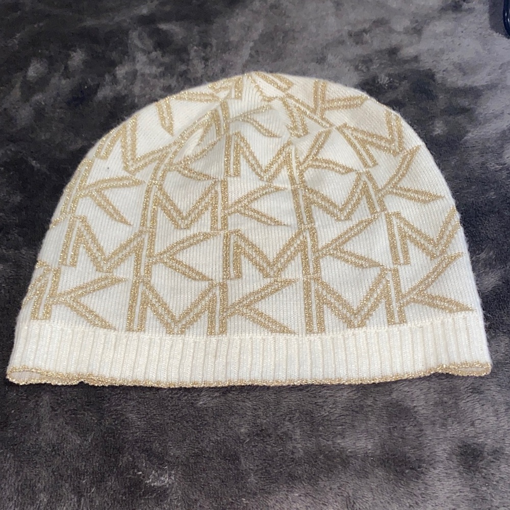 Michael Kors Cream and Gold Beanie
